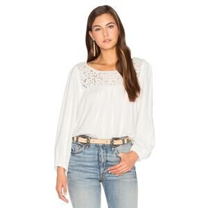 Joie NWT White Lace Peasant Blouse Cream Long Sleeved Boho Top